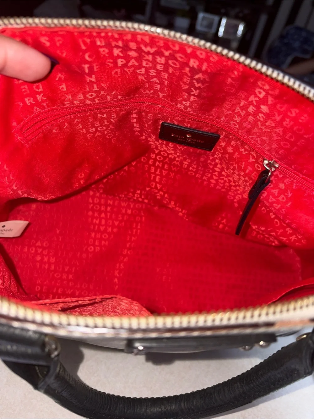 kate spade Cream and Black Dome Satchel with Crossbody Strap